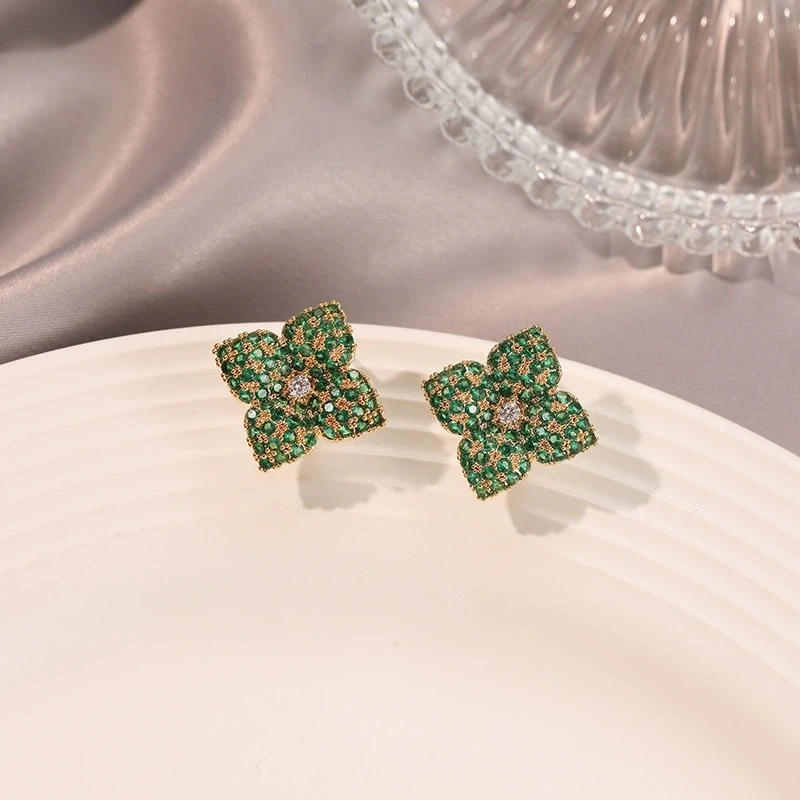 铜合金耳饰  Ru Shi yan.绿叶繁.耳饰耳钉.234