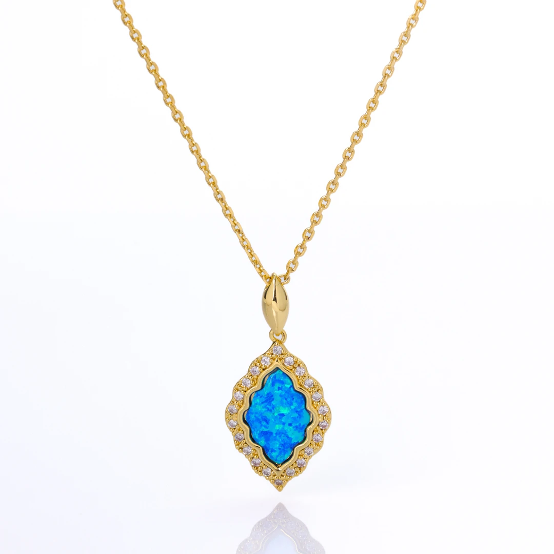 「欧BO」高级感独特优雅轻奢水滴蓝色气质轻奢时尚项链8076