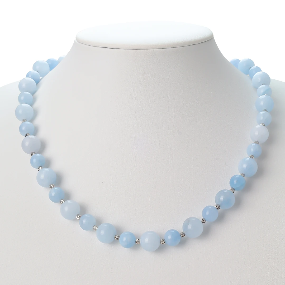 「蓝宝串珠」海蓝色串珠项链高颜值小众设计 简约百搭