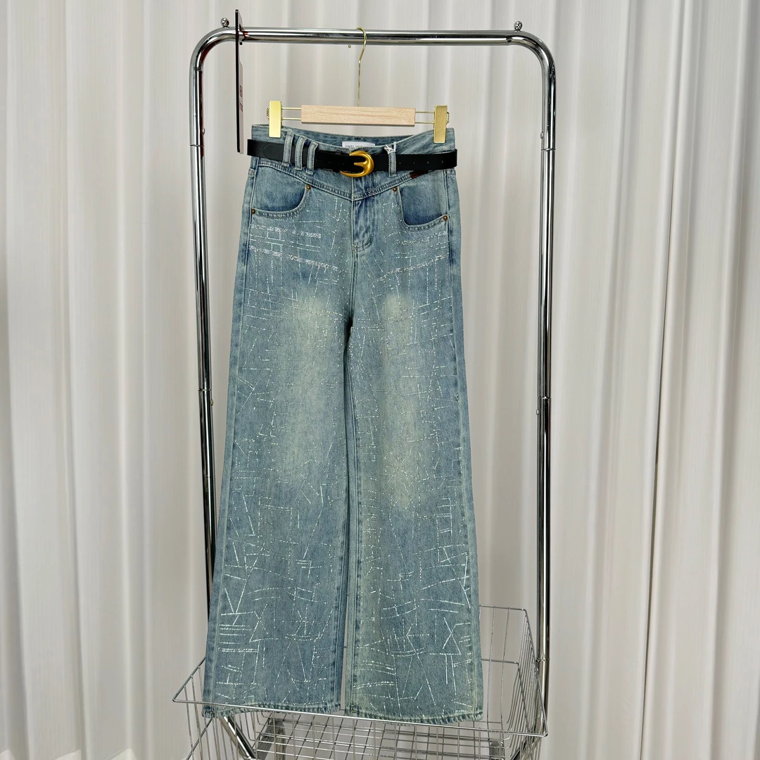 【辣妈姐妹】闪钻欧货重工牛仔裤直筒时尚休闲 2126