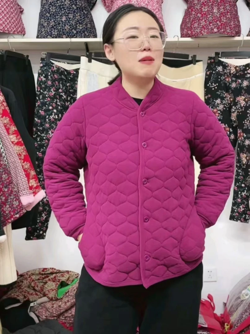 秋冬德绒棉袄外套立领带兜高弹中老年外套内胆妈妈装