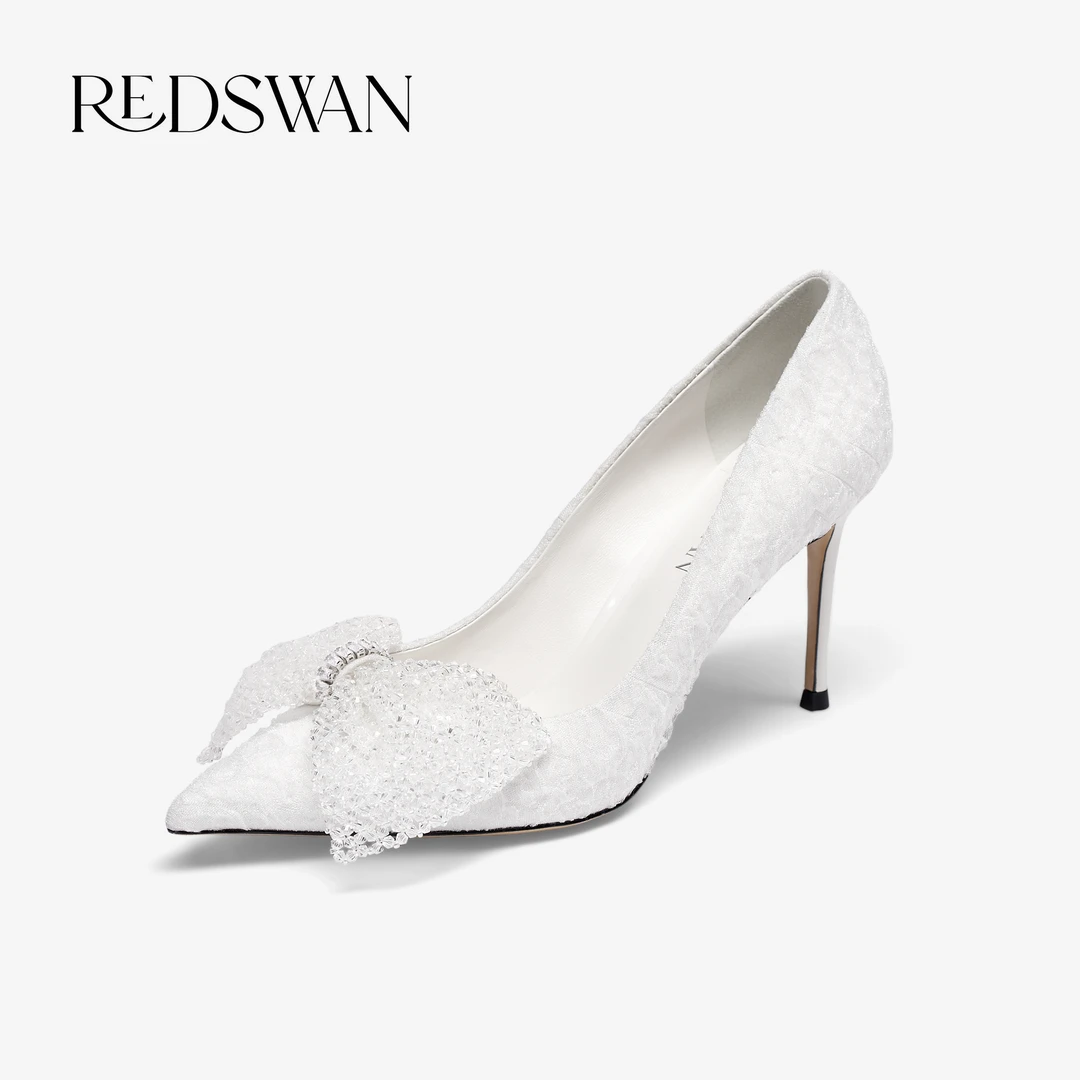 REDSWAN 浅口高跟鞋优雅轻奢婚鞋尖头细高跟宴会鞋子