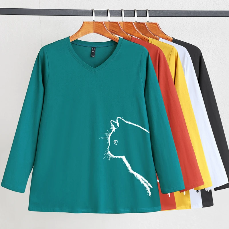 24290T纯棉t恤长袖胖mm特大码遮肚子宽松打底衫秋装300斤显瘦上衣