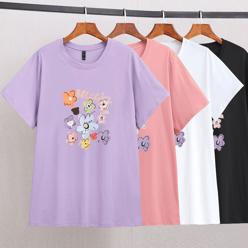 23105T纯棉T恤夏装胖mm大码女装直播间300斤肥胖衣服显瘦百搭夏季