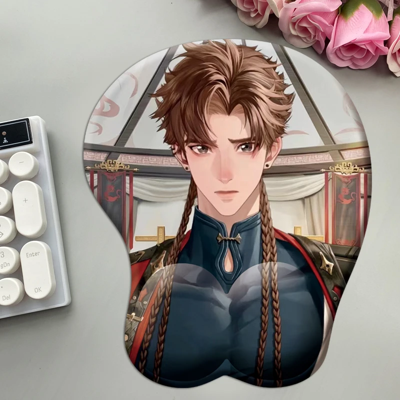 3D鼠标垫胸牛奶丝面料游戏硅胶护腕桌垫礼物美男代号鸢周边孙策