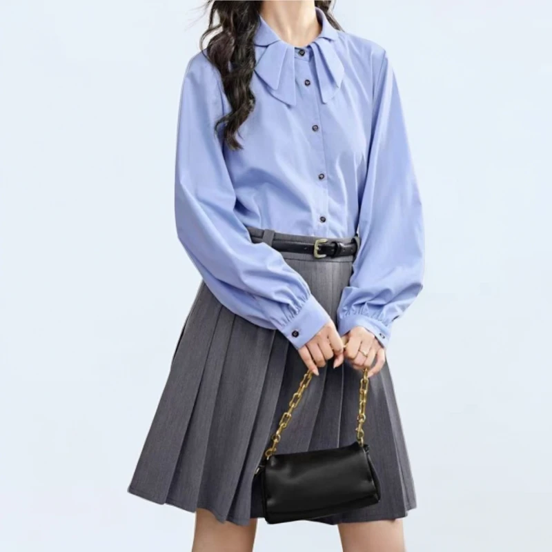 百搭显瘦气质女衬衫 2024秋季新款时尚小众法式长袖衬衣宽松上衣