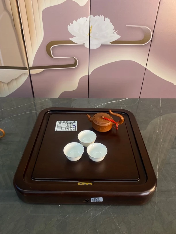 代拍黑酸枝茶盘实木家用简约客厅排水整块原木茶托盘茶台茶海