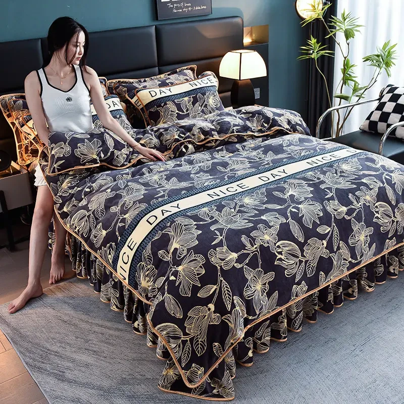 冬季加厚保暖加绒牛奶绒四件套双面绒亲肤柔软细腻被套床上用品