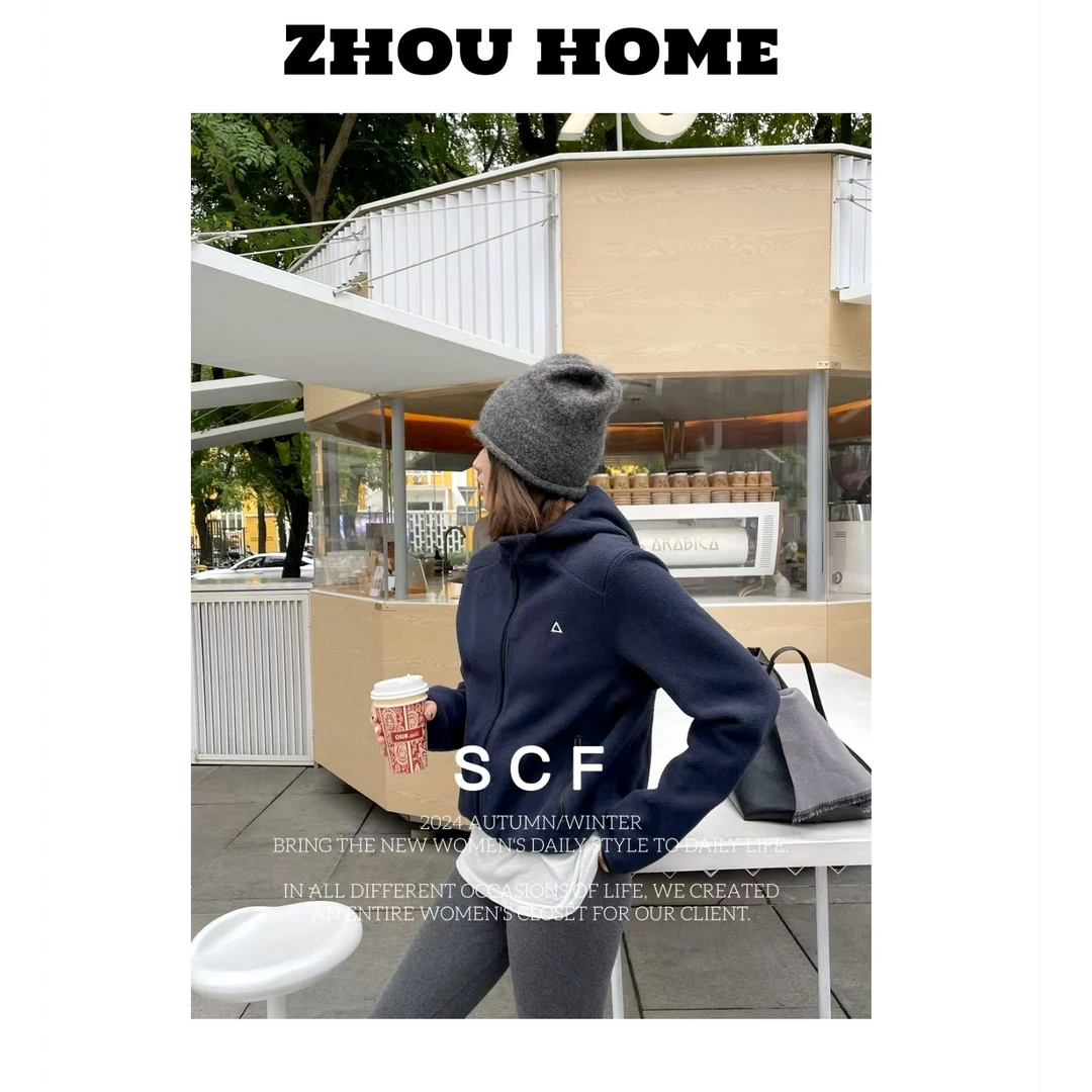 【周周服饰】深圳设计师款小众甜酷刺绣摇粒绒连帽卫衣女秋冬款