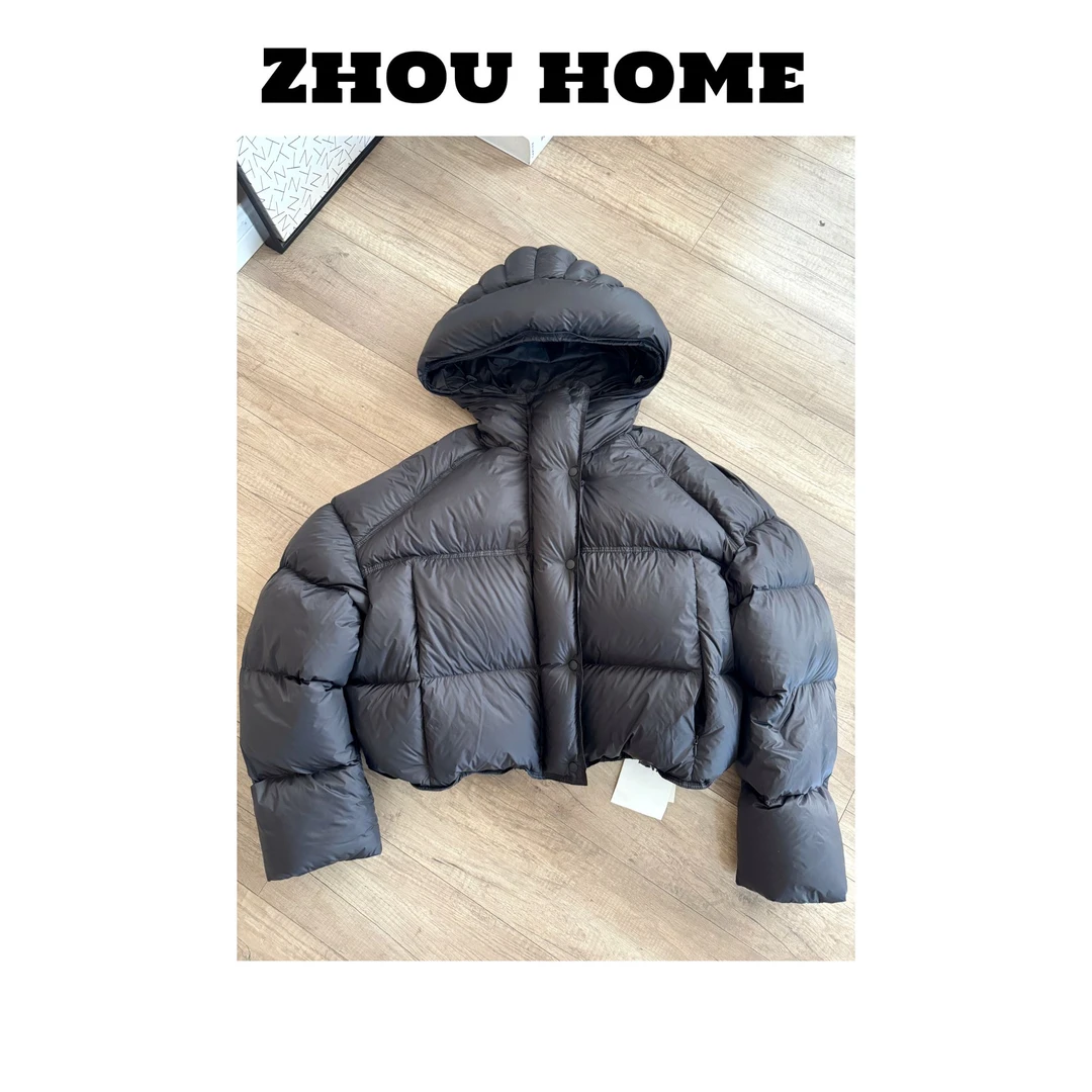 【周周服饰】欧货短款连帽90白鸭绒保暖加厚羽绒服女冬新款