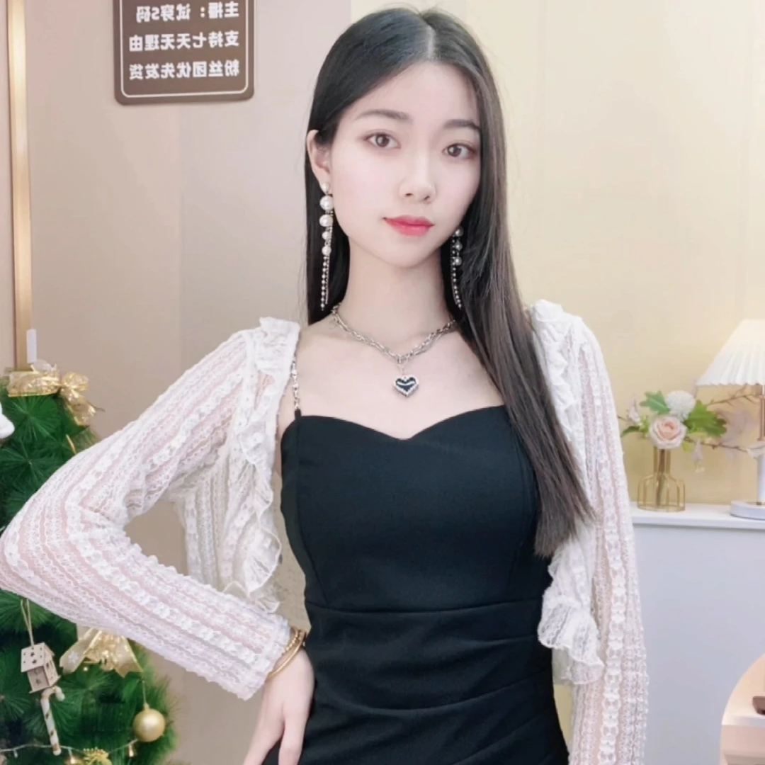 【主播同款披肩】蕾丝防晒开衫女空调罩衫短款长袖披肩小外套薄款