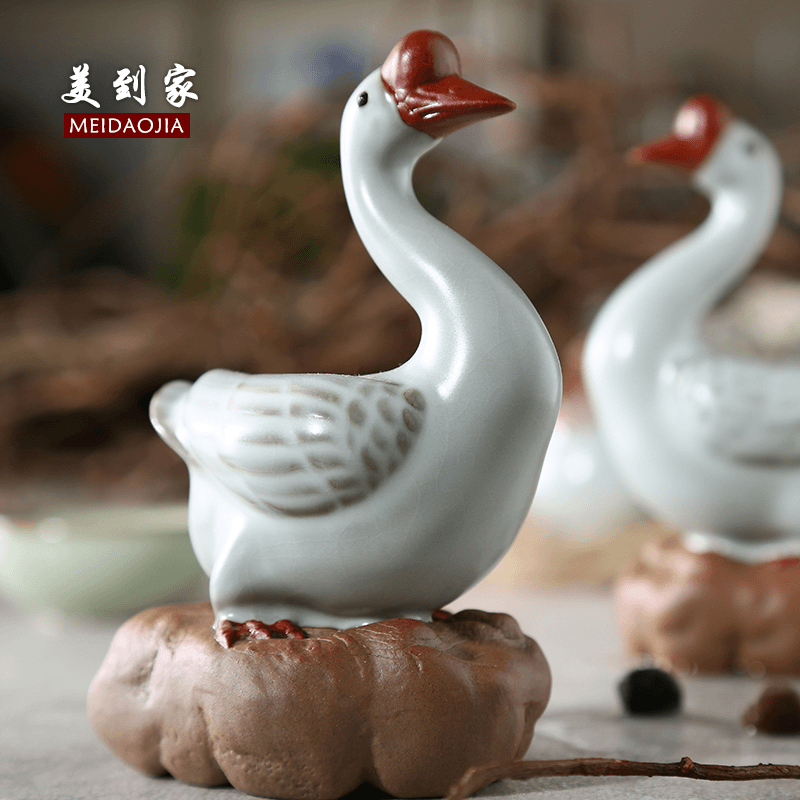 美到家 茶宠精品摆件可养开片紫砂茶艺茶具摆件鸿运当头陶瓷茶玩