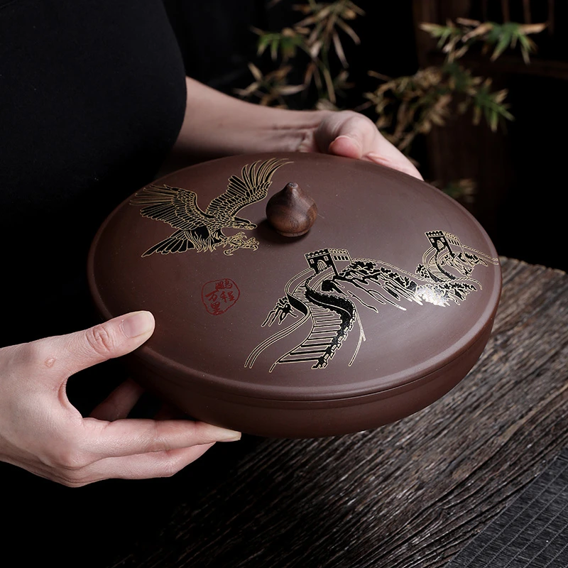 紫砂普洱茶饼存茶罐白茶醒茶罐茶叶收纳盒子陶瓷茶叶罐大号密封罐