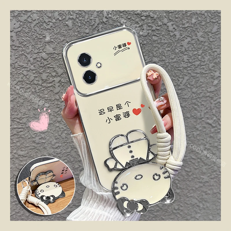 适用荣耀300手机壳pro小富婆猫咪补妆镜支架女款外壳软时尚防摔套
