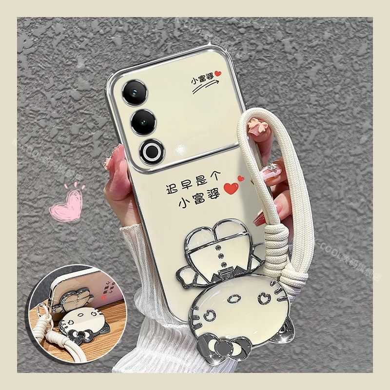 适用oppoa3活力版手机壳小富婆猫咪补妆镜支架防摔套硅胶女款可爱