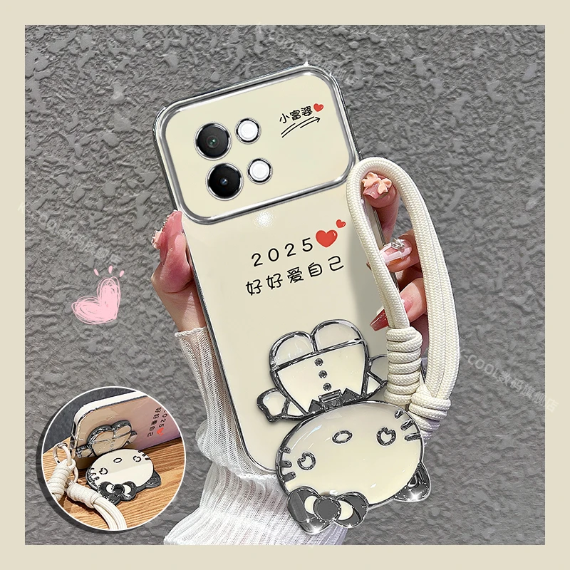 适用一加ace5手机壳ace5pro好好爱自己2025猫咪补妆镜支架女防摔