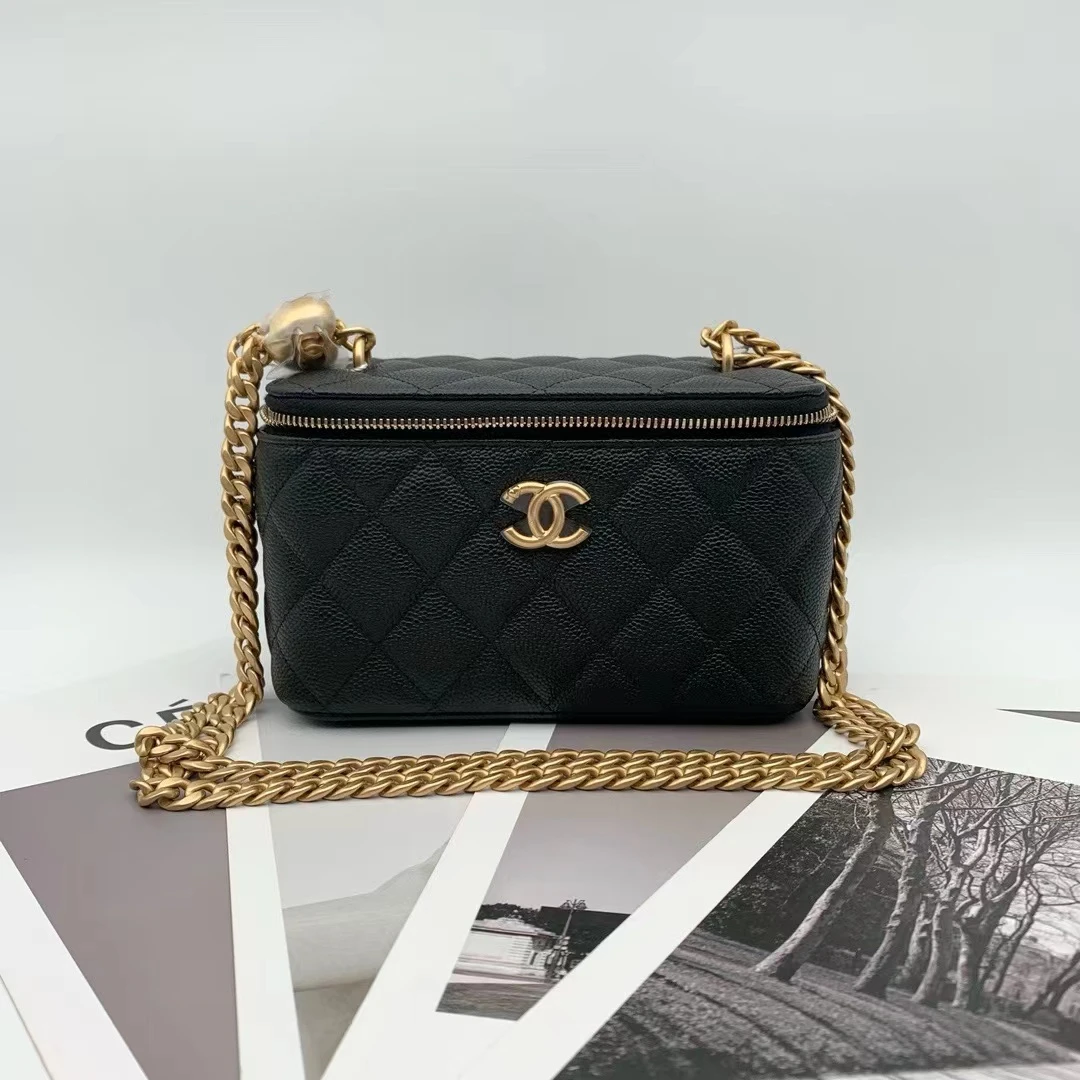 99新 Chanel/香奈儿 青奢荟/黑金长盒子爱心金球单肩包/////40669