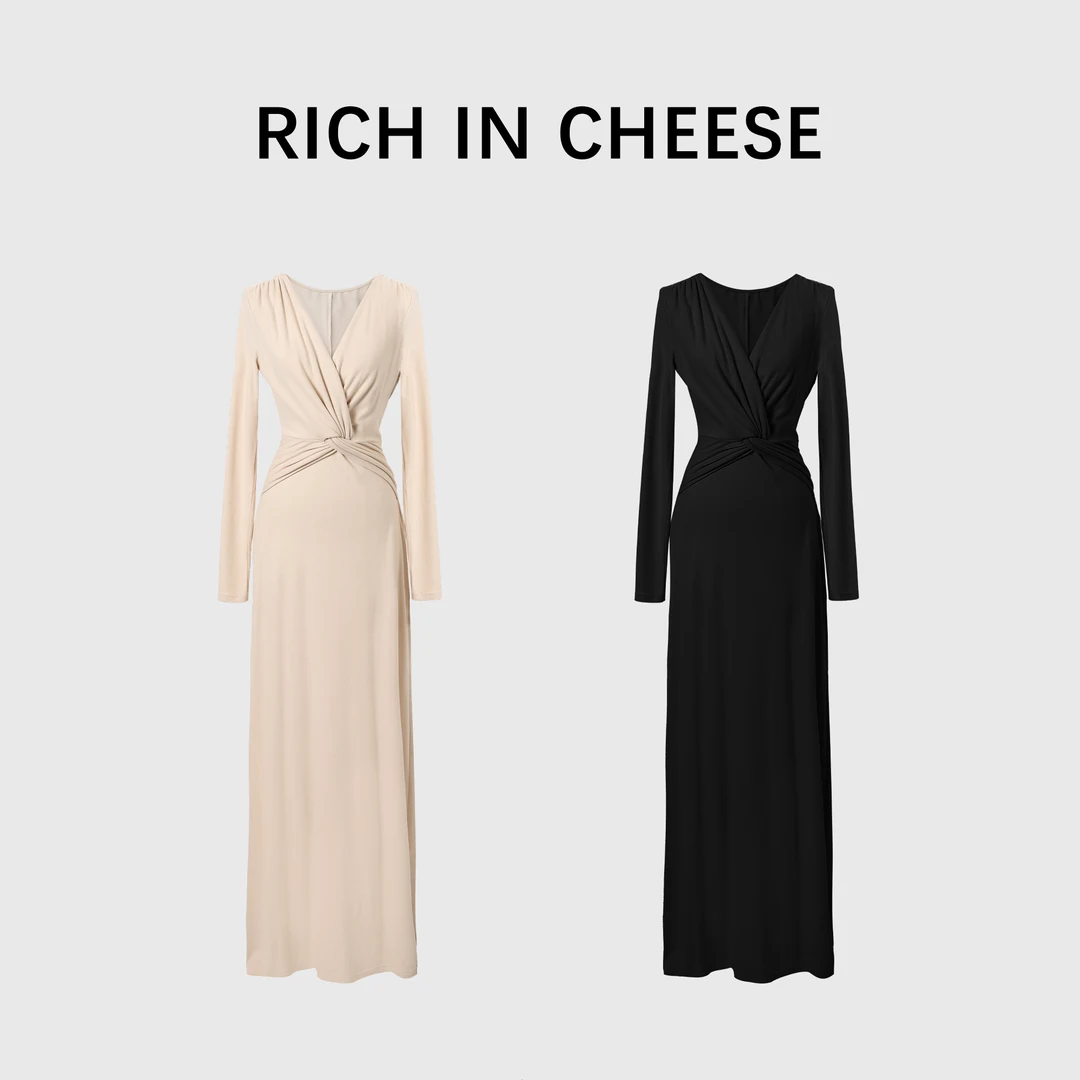 RICHINCHEESE 暖冬姐姐 双面厚磨毛连衣裙气质显瘦针织收腰秋冬