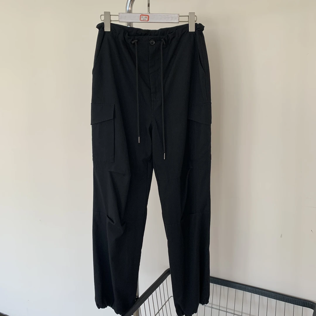 黑色美式工装裤 高腰垂坠感显瘦夏季裤子LL