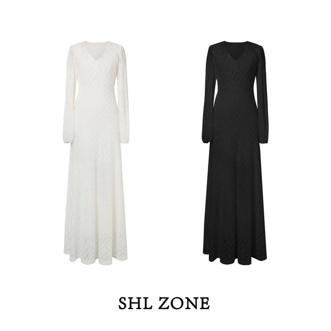 舒胡蕾 雪绒蕾丝 温柔感蕾丝长裙气质时尚法式长款优雅显瘦春秋