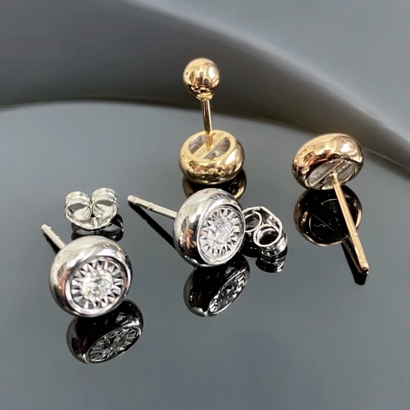 18k钻石泡泡耳钉 一款两戴 多样性发货其一