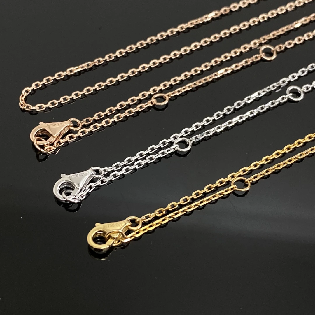 18K金龙虾扣卡十字链时尚简约素链百搭三色可选多样性发其一手工