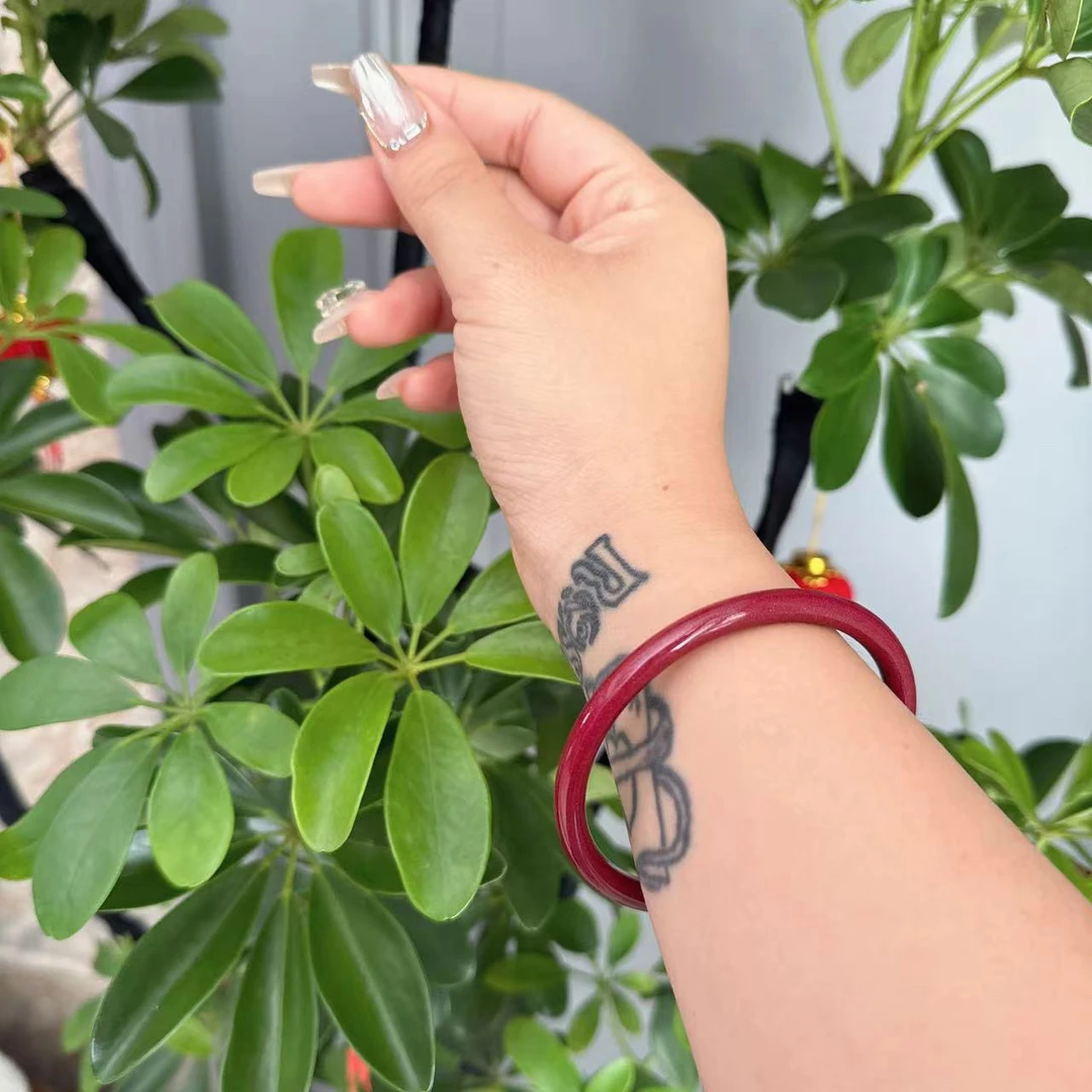 含辰砂工艺品2409240016 HN 紫金砂圆条手镯