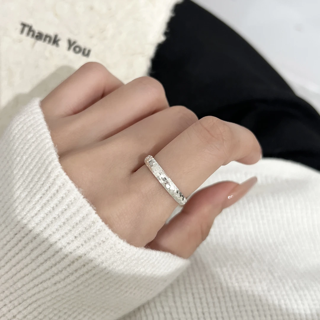 925银戒指 《闪闪》ins设计师款轻奢风高级感碎冰冰车花戒指