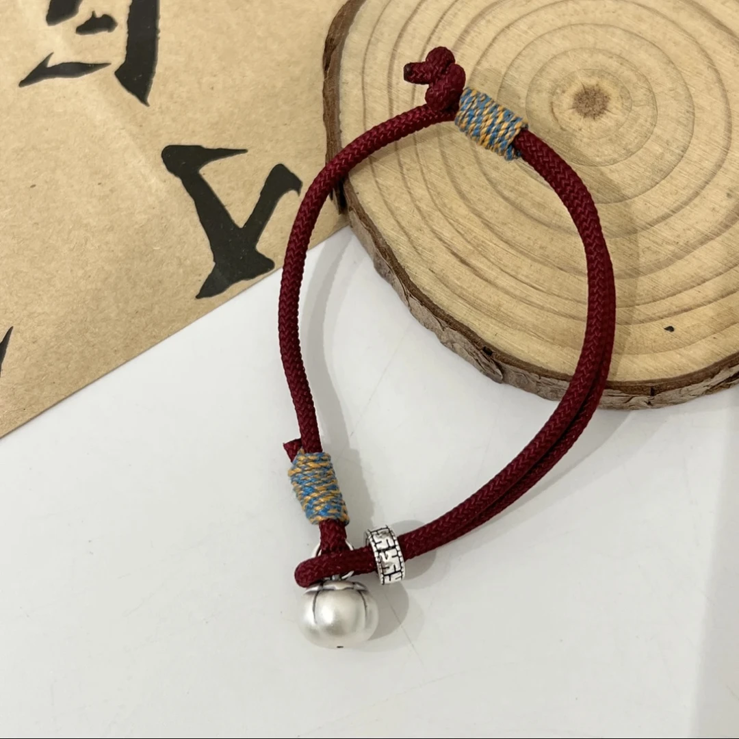925银手链 《小柿子》韩版定制款轻奢风小柿子抽拉红绳手链