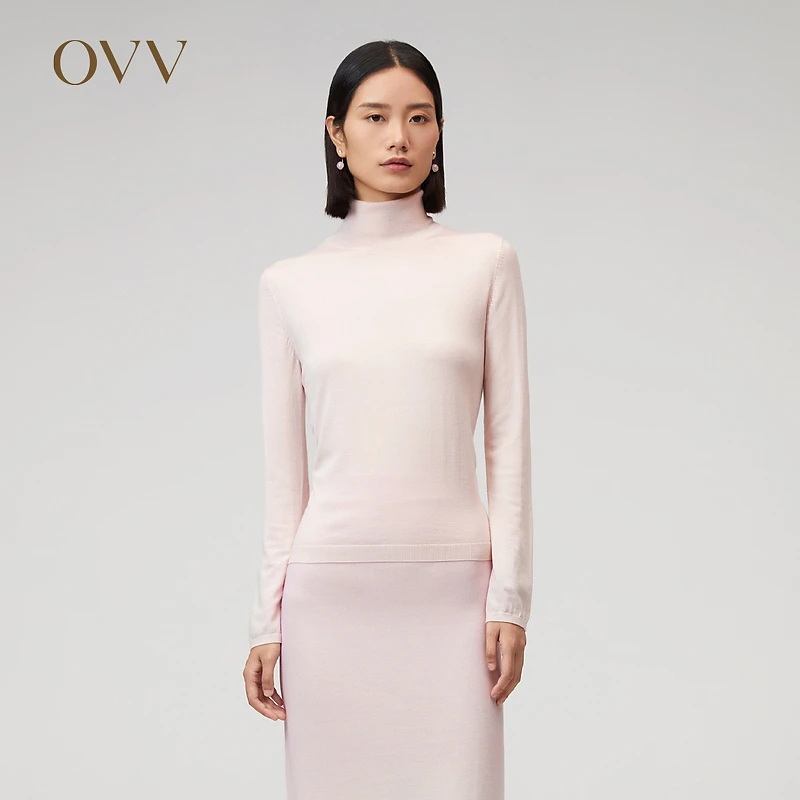 OVV秋冬新款女装基础高领可机洗黄金羊毛长袖针织衫