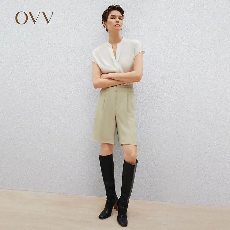 OVV春夏新款女装30MM重绉经典短裤GKSCJ006A