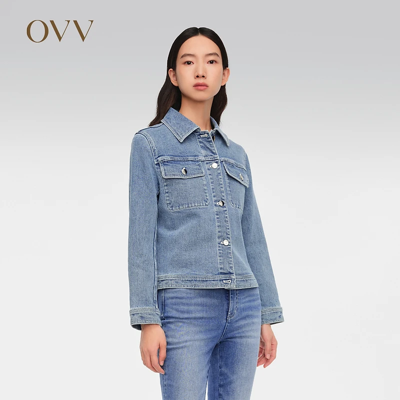 OVV春夏新款女装意大利进口面料刺绣牛仔外套GWNAJ14001A