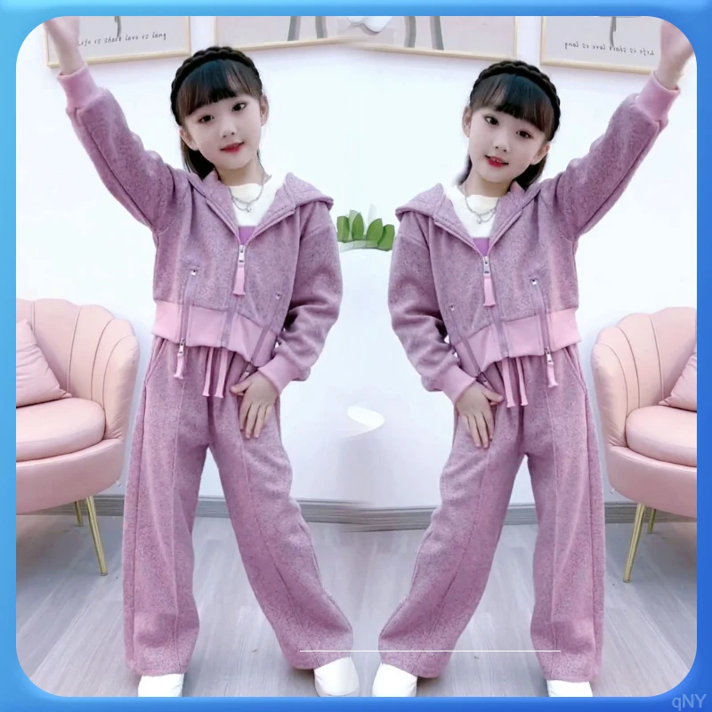 新女童衣秋装套装8-12岁女童春秋套装儿童秋季带帽卫衣学生运动秋