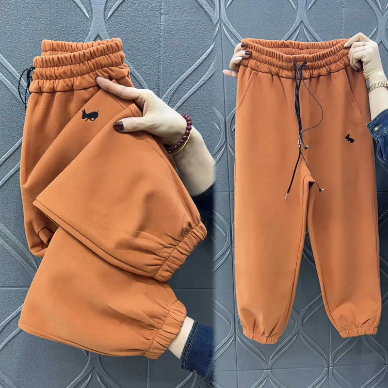 欧货春季新款运动裤卫裤女小个子百搭宽松显瘦直筒束脚九分休闲裤