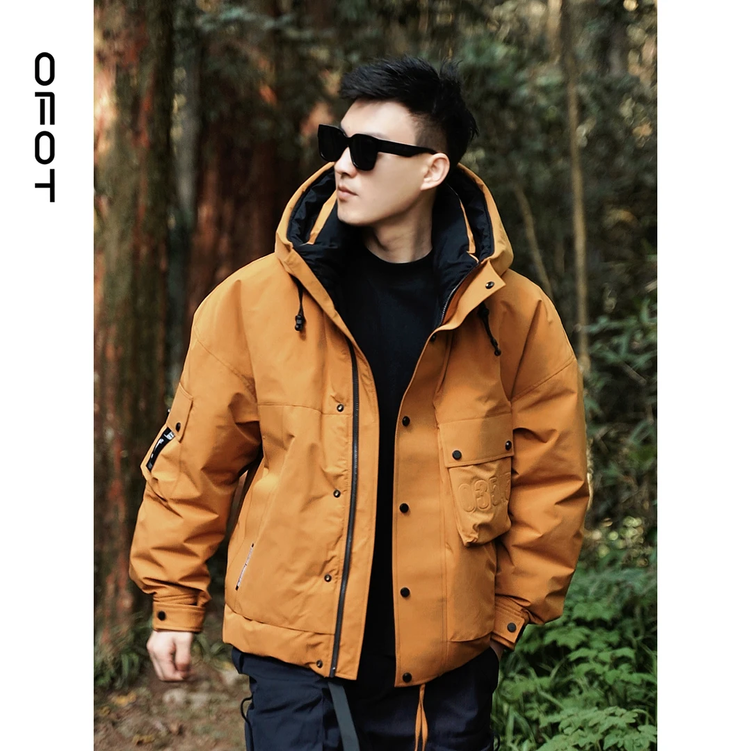 24年冬季新款工装机能三防防寒连帽宽松百搭90白鸭绒羽绒服