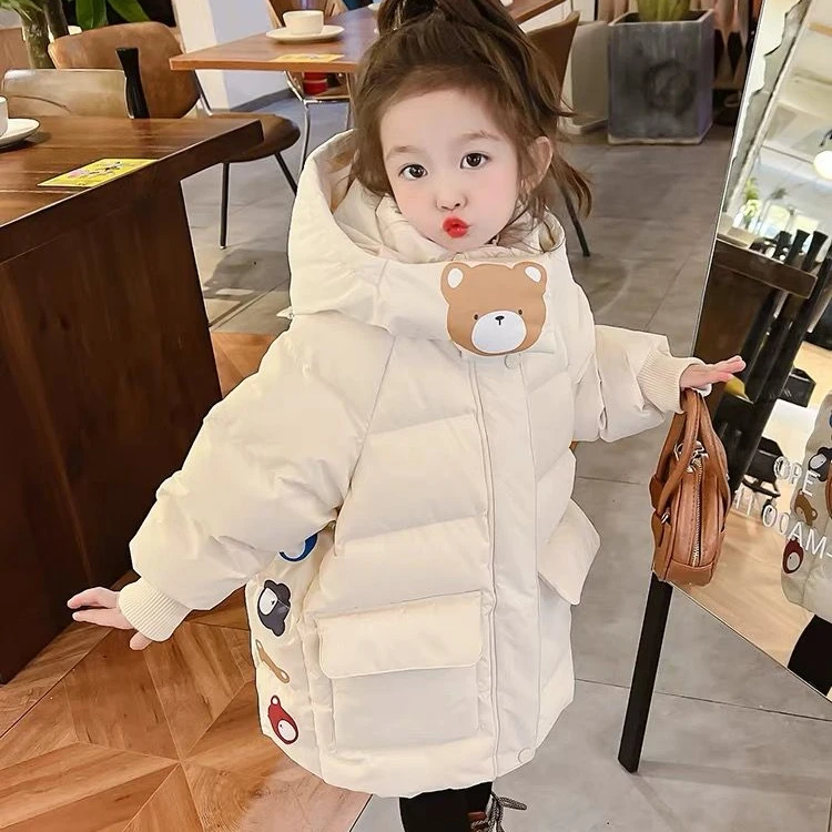 女童服新款冬季韩版宝宝中长款小女孩加厚洋气保暖外套