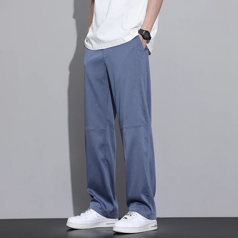 2024男士宽松裤子直筒冰丝休闲裤男士百搭夏季薄款宽松垂感运动
