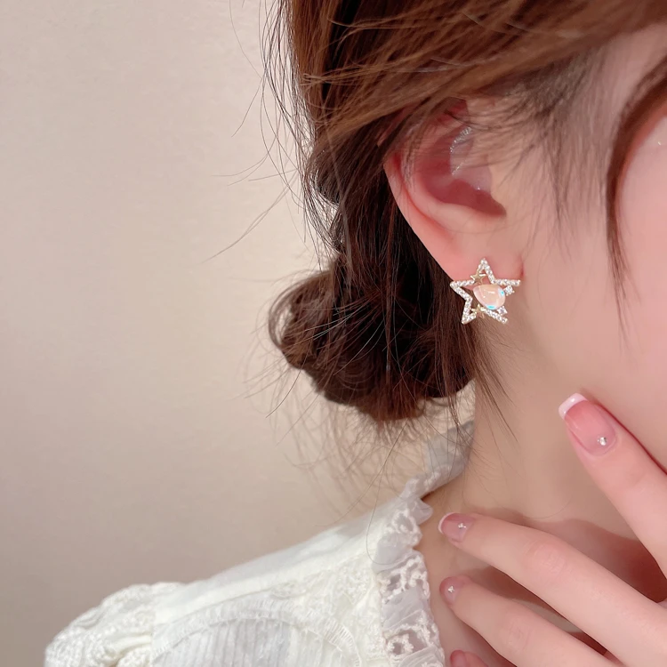 非金属耳饰 韩国气质网红ins星星耳环女夏小巧精致五角星耳钉轻奢