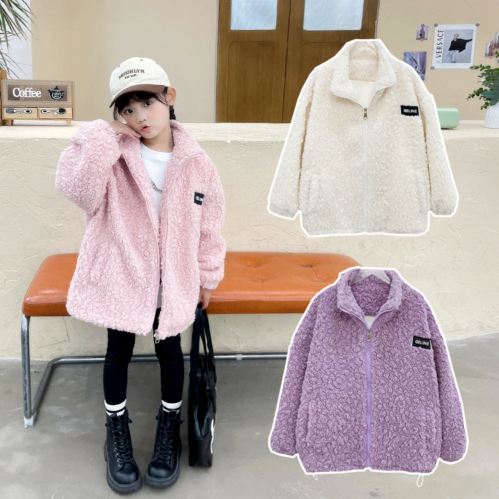 冬季新款毛毛衣外套2023年加厚保暖女童洋气外套W-zb2211简约童品