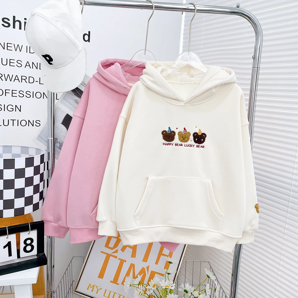 秋冬加绒新款2023年女童宽松洋气6-12岁帽衫 M-zb2175 简约童品