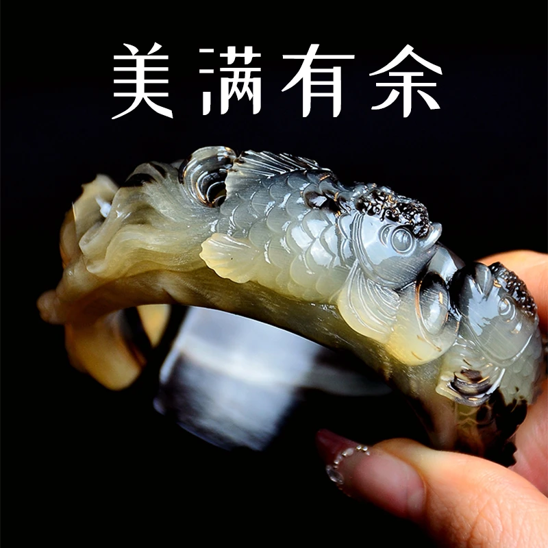 非金属皮质手镯 雕刻手镯 天然高贵羊角手镯牛角手镯饰品鱼玉兰花