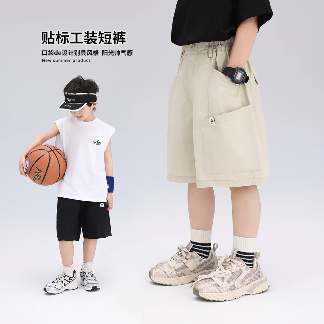 布丁哈鲁【R星】男童夏季休闲阳光百搭梭织棉短裤B42PT190