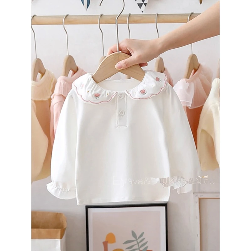 婴儿T恤秋装小女孩洋气上衣长袖百搭时髦女童打底衫