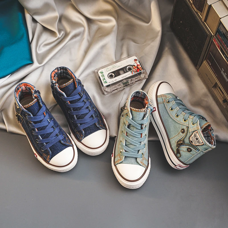 品牌帆布鞋儿童鞋子男童牛仔布2023新款女童百搭休闲鞋中大童板鞋