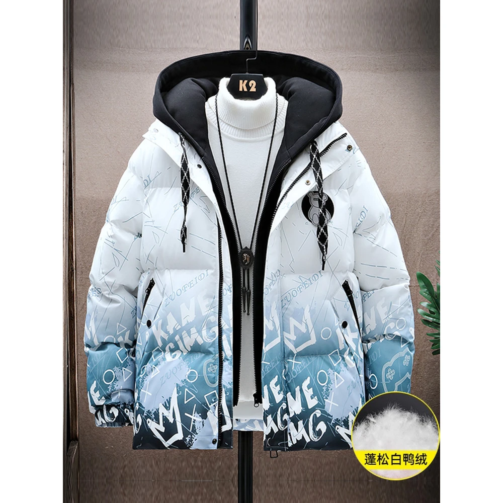 冬季短款羽绒服12岁男孩13初中学生白鸭绒加厚保暖外套15大童冬装