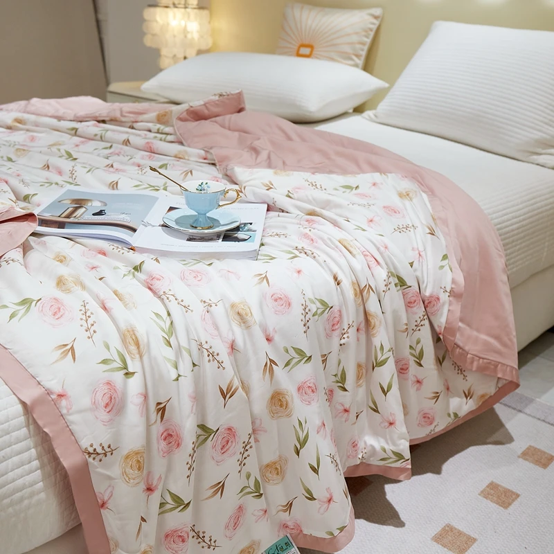 莫代尔学生宿舍小清新凉感天丝空调被夏凉被薄款印花机洗薄被子