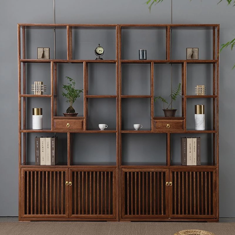 新中式博古架实木置物架多宝阁榫卯结构厂家直销入户玄关隔断屏风