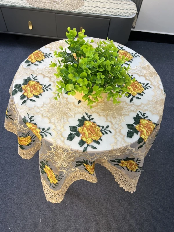 D咖啡色底冰箱盖巾圆桌布床头柜电视机罩茶几微波炉空调柜盖布