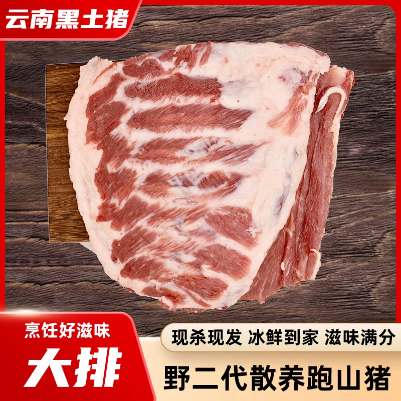 云南哈尼散养黑土猪排骨5斤生鲜备货不退款