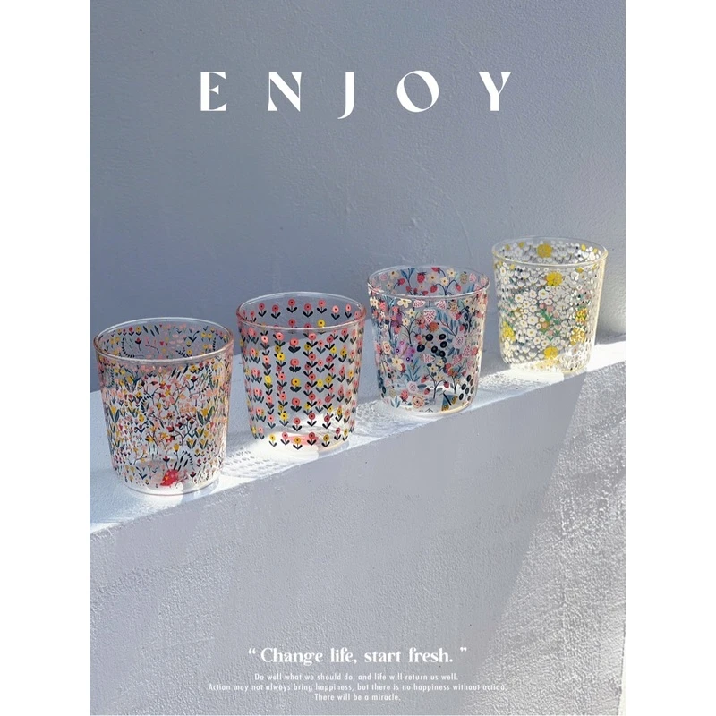 悦檬食器繁花系列耐高温玻璃杯水杯